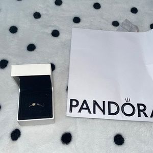 Pandora Beaded Two Hearts Open Ring